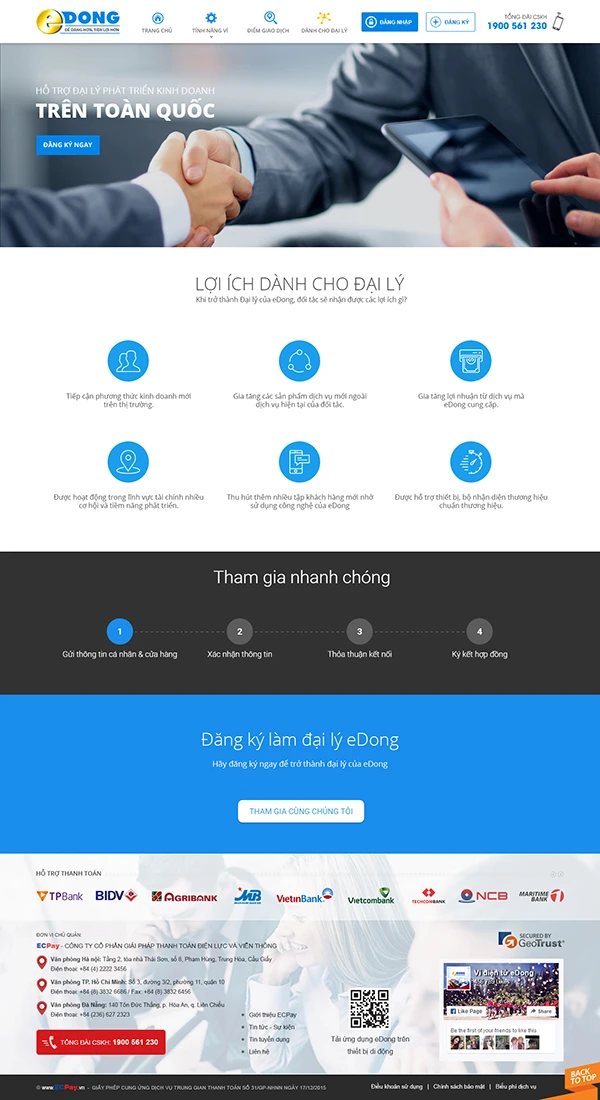Website giới thiệu dịch vụ Ví điện tử eDong