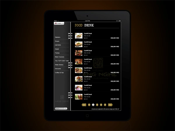 Thiết kế phần mềm Thực đơn điện tử cho Nhà hàng Làng Nghệ