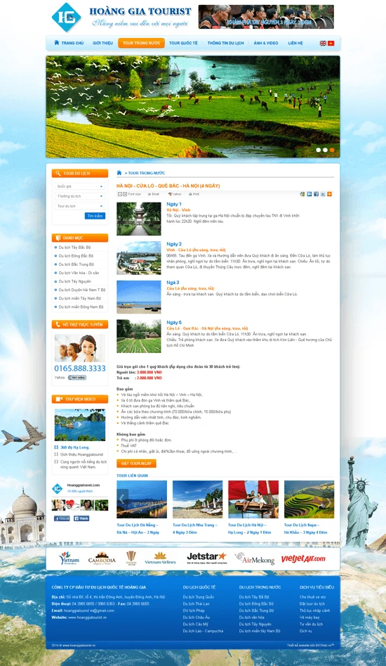 Thiết kế website giới thiệu tour du lịch hoanggiatourist.vn