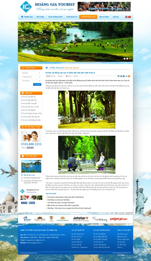 Thiết kế website giới thiệu tour du lịch hoanggiatourist.vn