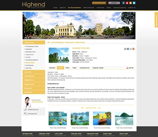 Thiết kế website du lịch Highend Vacation