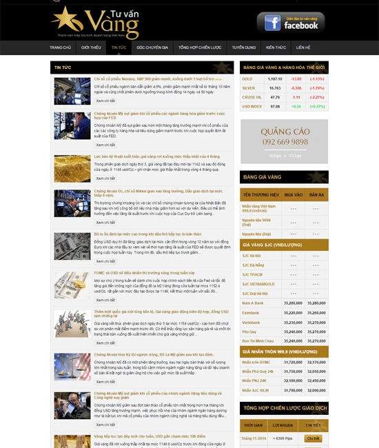 Website giới thiệu công ty Tư vấn vàng